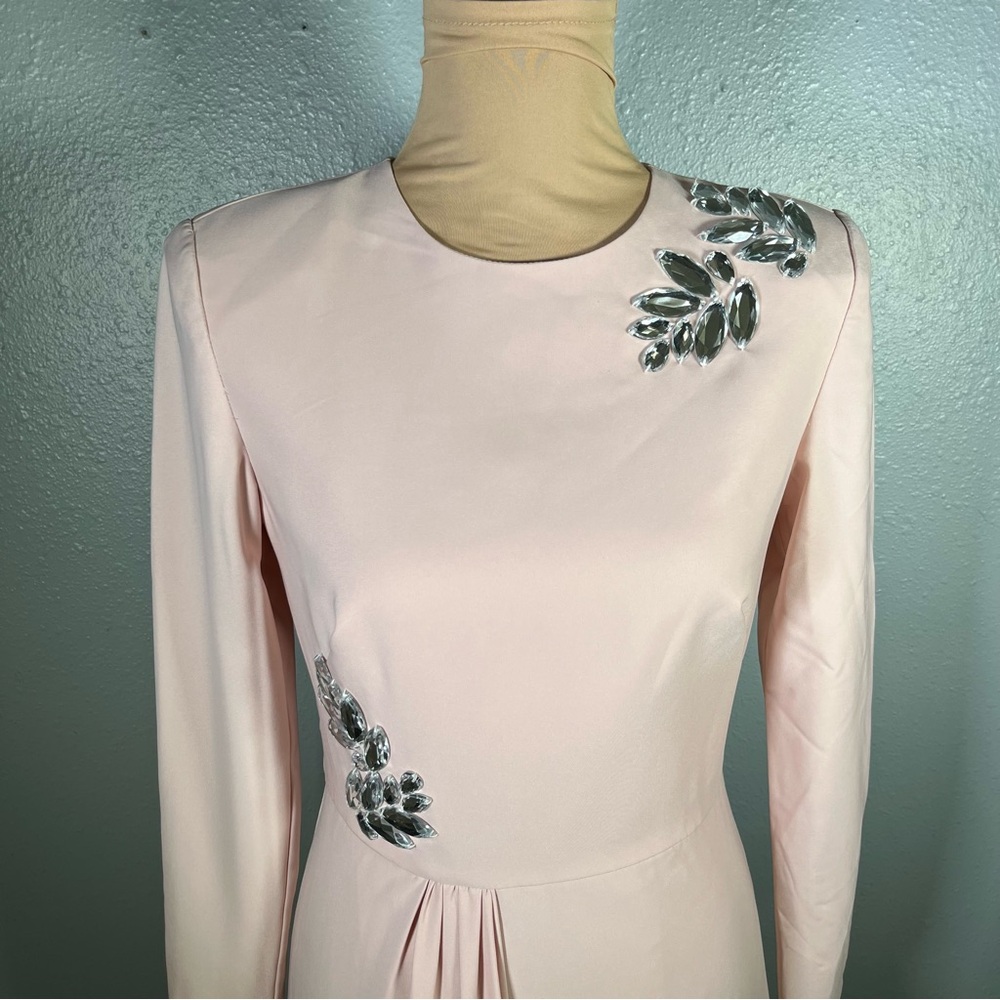 Kay Unger Blush Pink Long Sleeve Embellished Maxi Dress - Picture 7 of 13